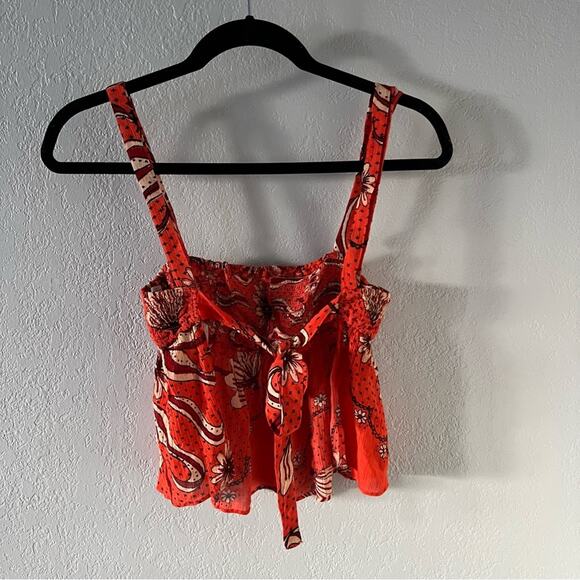 Free People One Floral Print Smocked Open-Back Tank Top - Picture 2 of 4